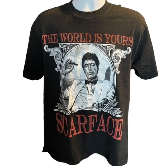 Pro Team Scarface Movie Tony Montana Al Pacino Graphic T-shirt Sz L - Picture 1 of 6